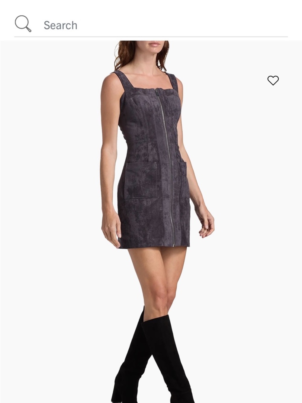 Amanda Uprichard Charcoal Gray Suede Zip-Front Mini Dress